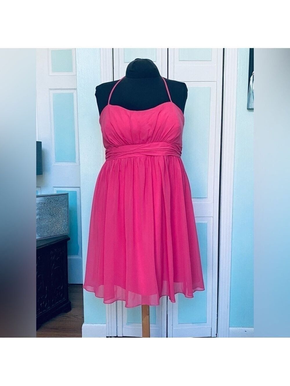 Size 30 30W Hot Pink Petunia Chiffon short knee length dress New bridesmaid